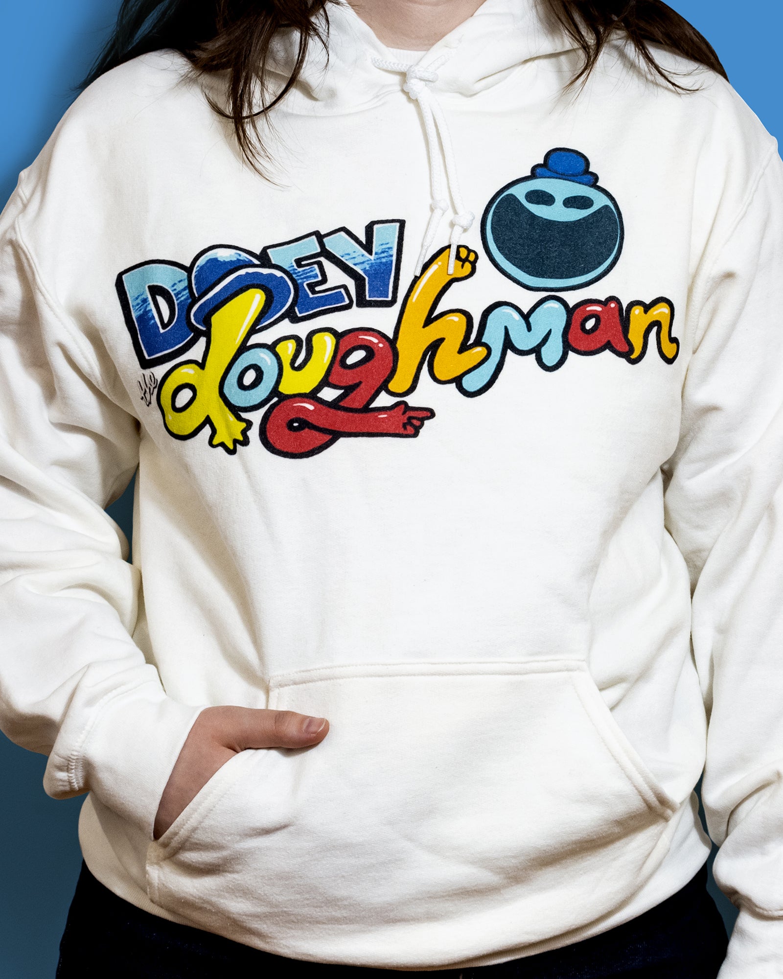 Doey The Doughman White Drawstring Hoodie - Image 3