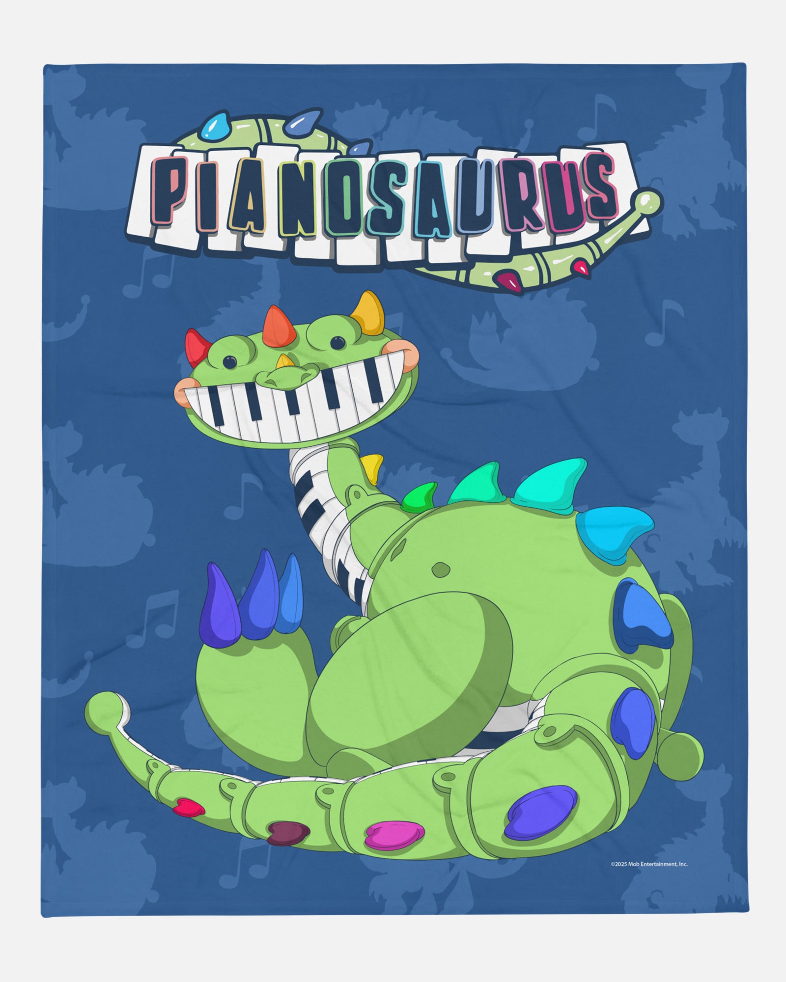 Pianosaurus Blue Throw Blanket